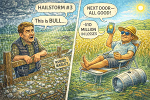 Canterbury hailstorm crop losses as wet weather and hail smash arable farms while next door stays untouched